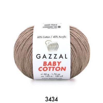 GAZZAL  BABY COTTON   3434  - 60% Хлопок, 40% Акрил 50 г/165 м